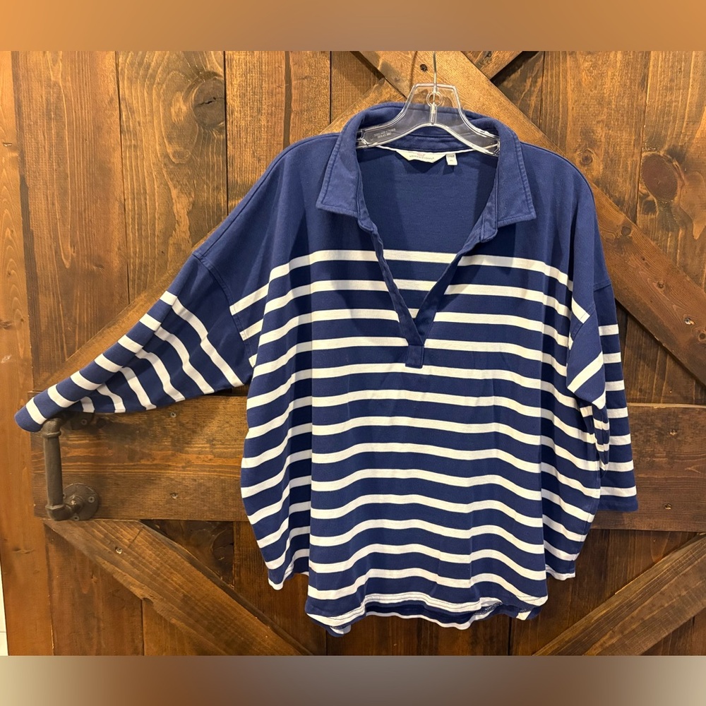 Vineyard Vines Navy and White Striped Long Sleeve Tee